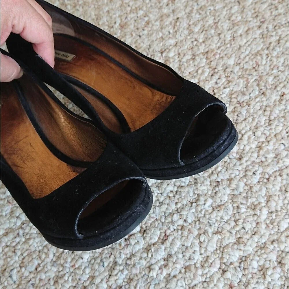 Miu Miu black suede wedges size 6.5